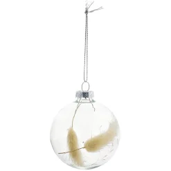 Gifi Boule de Noël en verre avec feuille séchée^ Décoration Sapin