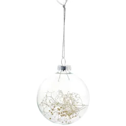 Gifi Boule de Noël en verre avec feuille séchée^ Décoration Sapin
