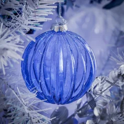 Gifi Boule de Noël en verre bleu Ø10 cm^ Décoration Sapin