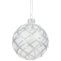 Gifi Boule de Noël en verre dessin argenté Ø8^ Décoration Sapin