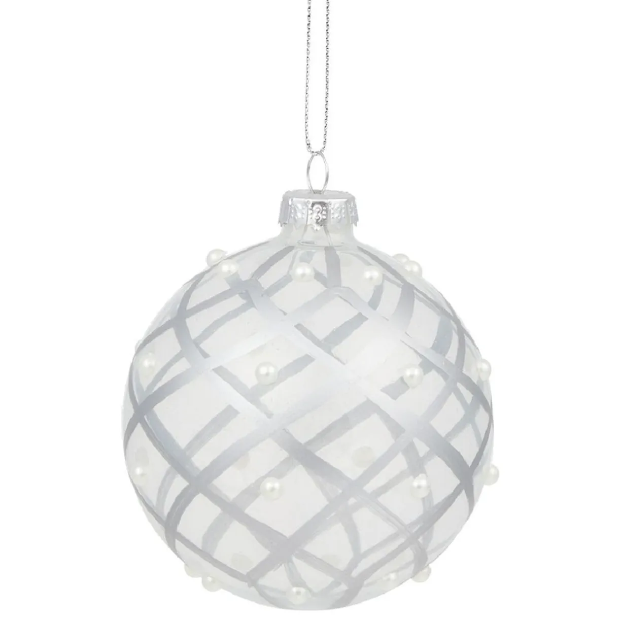 Gifi Boule de Noël en verre dessin argenté Ø8^ Décoration Sapin