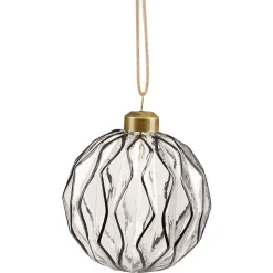 Gifi Boule de Noël en verre design origami transparent et noir Ø8cm^ Décoration Sapin
