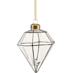 Gifi Boule de Noël en verre design origami transparent et noir Ø8cm^ Décoration Sapin