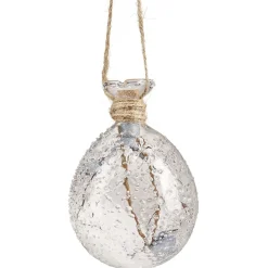 Gifi Boule de Noël en verre effet givré intérieur décor neige baies H10 cm^ Décoration Sapin