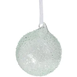 Gifi Boule de Noël en verre effet perlé bleu transparent Ø8cm^ Décoration Sapin