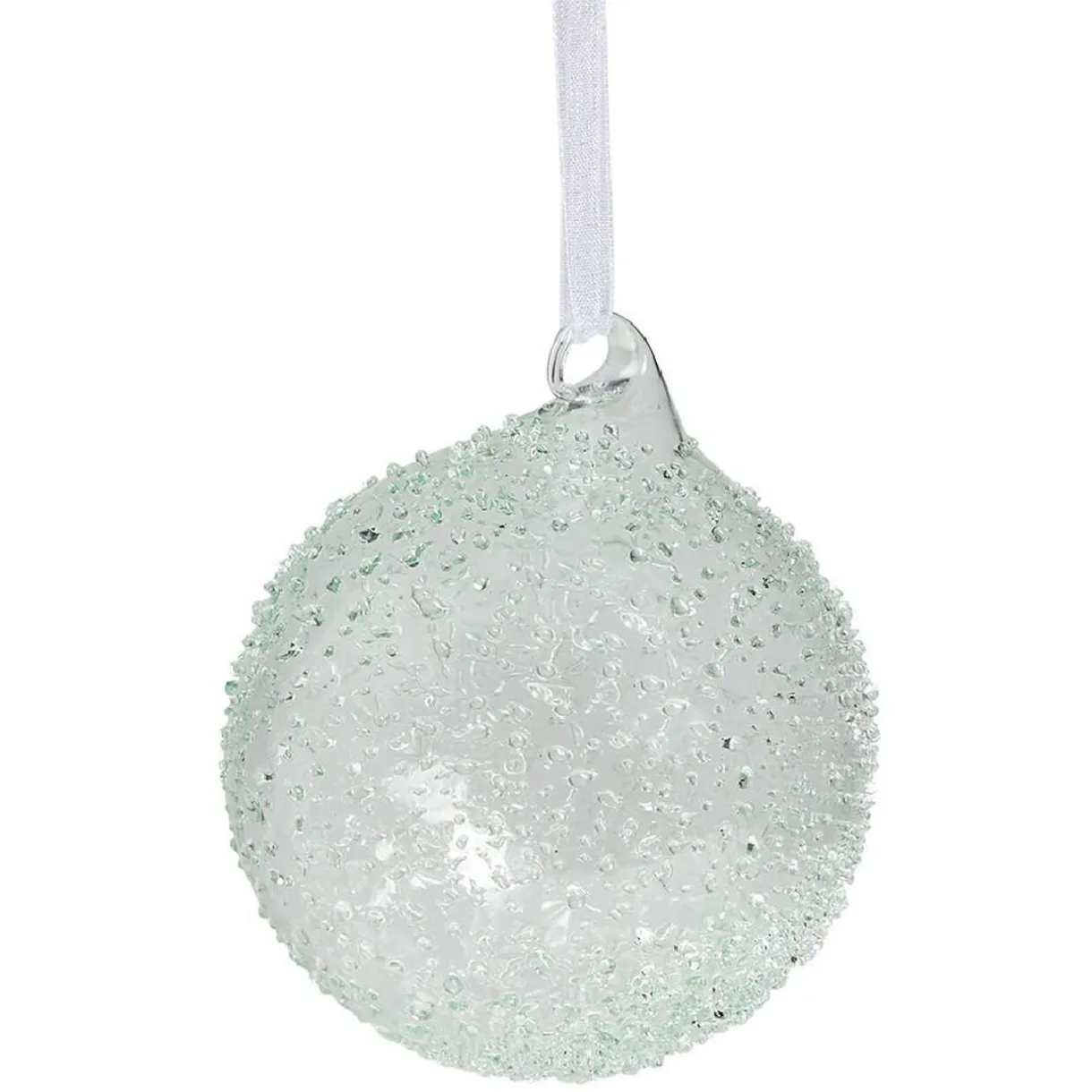 Gifi Boule de Noël en verre effet perlé bleu transparent Ø8cm^ Décoration Sapin
