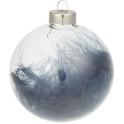 Gifi Boule de Noël en verre garnie d'une plume^ Décoration Sapin