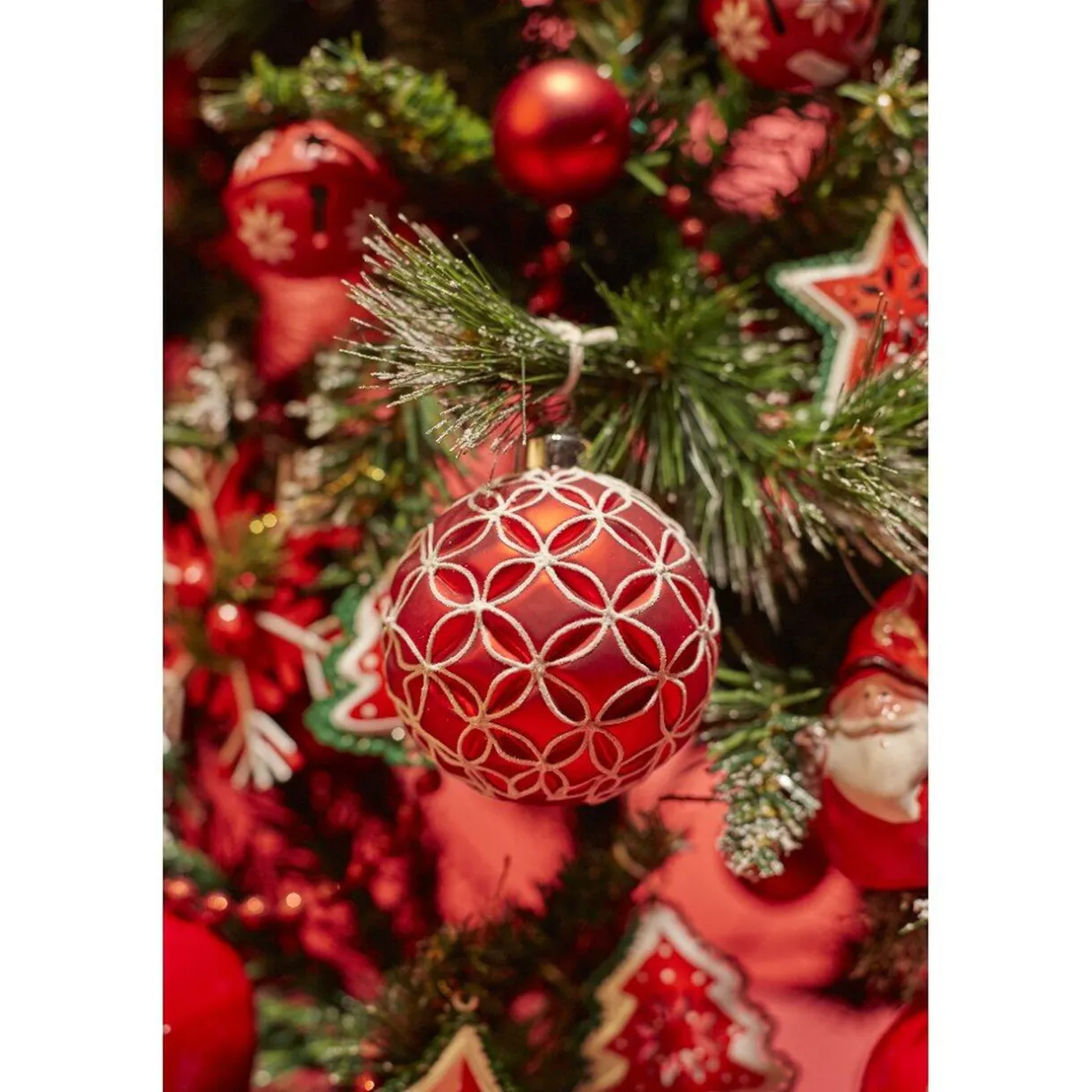 Gifi Boule de Noël en verre motif fleur arabesque^ Décoration Sapin