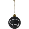 Gifi Boule de Noël en verre noir mat ours ou cerf Ø8cm^ Décoration Sapin