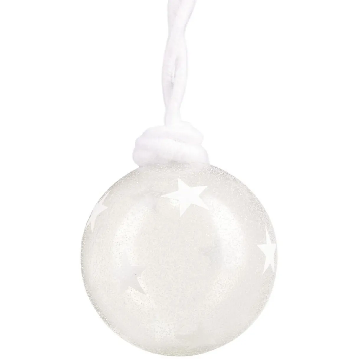Gifi Boule de Noël en verre pailleté motif étoile attache en laine Ø8cm^ Décoration Sapin