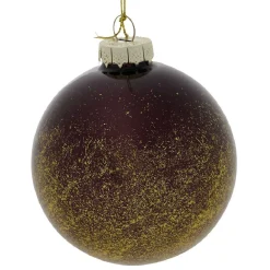 Gifi Boule de Noël en verre rouge foncé finition doré Ø8cm^ Décoration Sapin