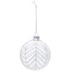 Gifi Boule de Noël en verre transparent design relief blanc Ø8 cm^ Décoration Sapin