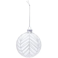 Gifi Boule de Noël en verre transparent design relief blanc Ø8 cm^ Décoration Sapin