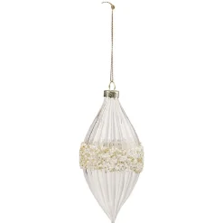 Gifi Boule de Noël en verre transparent avec bandeau décor perles^ Décoration Sapin