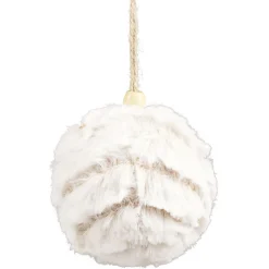 Gifi Boule de Noël fausse fourrure blanc et beige Ø8,5cm^ Décoration Sapin
