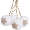 Sale Gifi Boule de Noël floquée blanc étoile jute Ø6cm x4