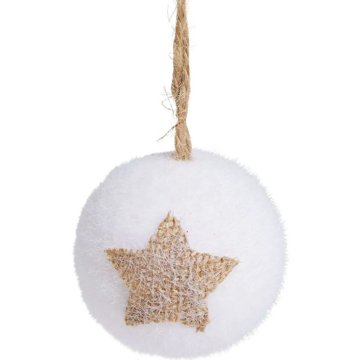 Sale Gifi Boule de Noël floquée blanc étoile jute Ø6cm x4