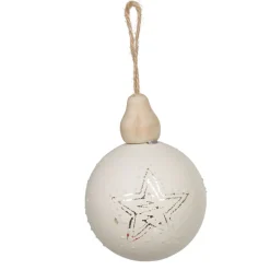 Gifi Boule de Noël forme goutte blanc naturel x3^ Décoration Sapin