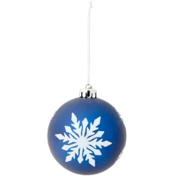 Outlet Gifi Boule de Noël imprimé flocon pailleté bleu et blanc Ø8cm