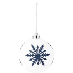 Outlet Gifi Boule de Noël imprimé flocon pailleté bleu et blanc Ø8cm