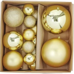 Gifi Boule de Noël jaune doré x15^ Décoration Sapin
