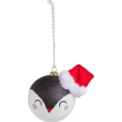 Gifi Boule de Noël kawaii pingouin avec bonnet rouge Ø8cm^ Décoration Sapin
