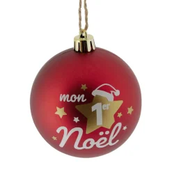 Online Gifi Boule de Noël "Mon 1er Noël" rouge ou blanche Ø8cm - 2 coloris