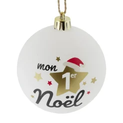 Online Gifi Boule de Noël "Mon 1er Noël" rouge ou blanche Ø8cm - 2 coloris