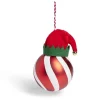 Online Gifi Boule de Noël motif spirale et bonnet Père Noël ou lutin Ø8cm H11cm