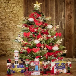 Gifi Boule de Noël motif traditionnel houx flocon de neige rouge et blanc Ø12cm^ Décoration Sapin