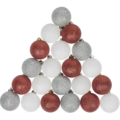 Gifi Boule de Noël pailleté rouge gris blanc x25^ Décoration Sapin