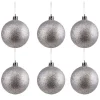 Gifi Boule de Noël pailletée argentée Ø6cm x6^ Décoration Sapin