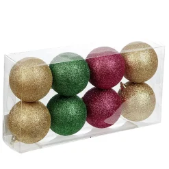 Gifi Boule de Noël pailletée multicolore x8^ Décoration Sapin