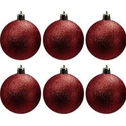 Gifi Boule de Noël pailletée rouges Ø6cm x6^ Décoration Sapin