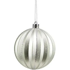 Gifi Boule de Noël ronde relief strié gris pailleté Ø8cm^ Décoration Sapin