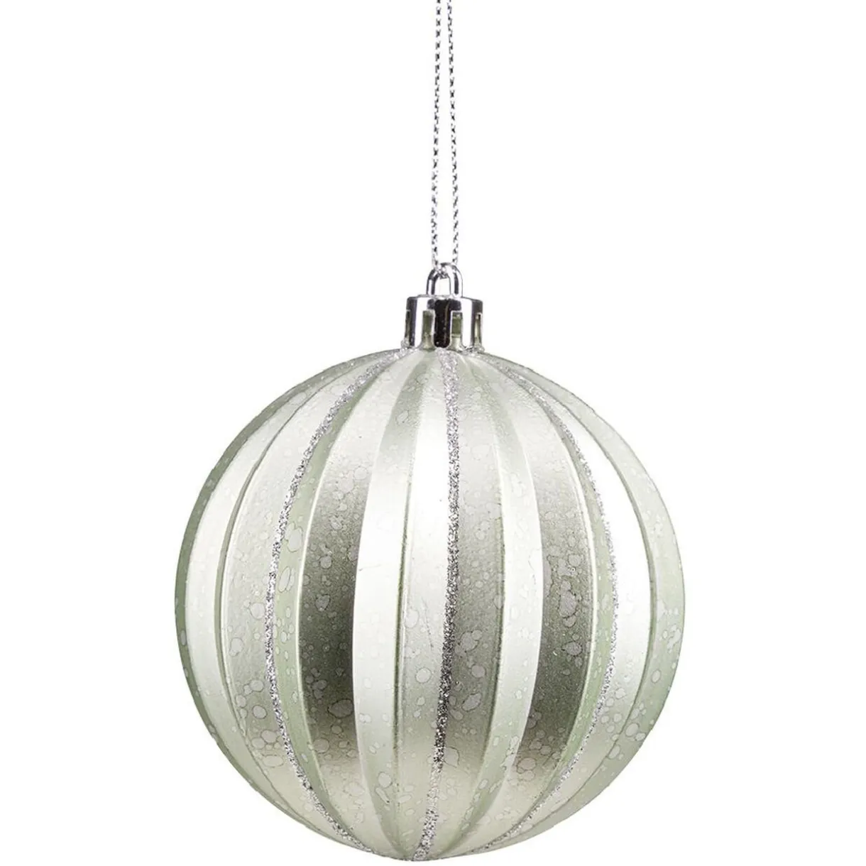 Gifi Boule de Noël ronde relief strié gris pailleté Ø8cm^ Décoration Sapin