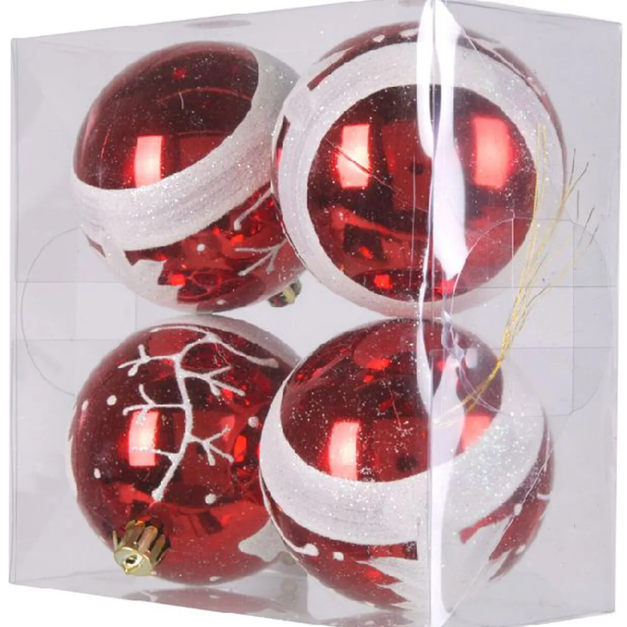 Gifi Boule de Noël rouge blanche x4^ Décoration Sapin