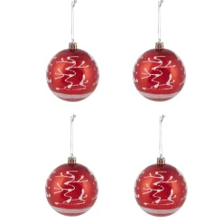 Gifi Boule de Noël rouge blanche x4^ Décoration Sapin