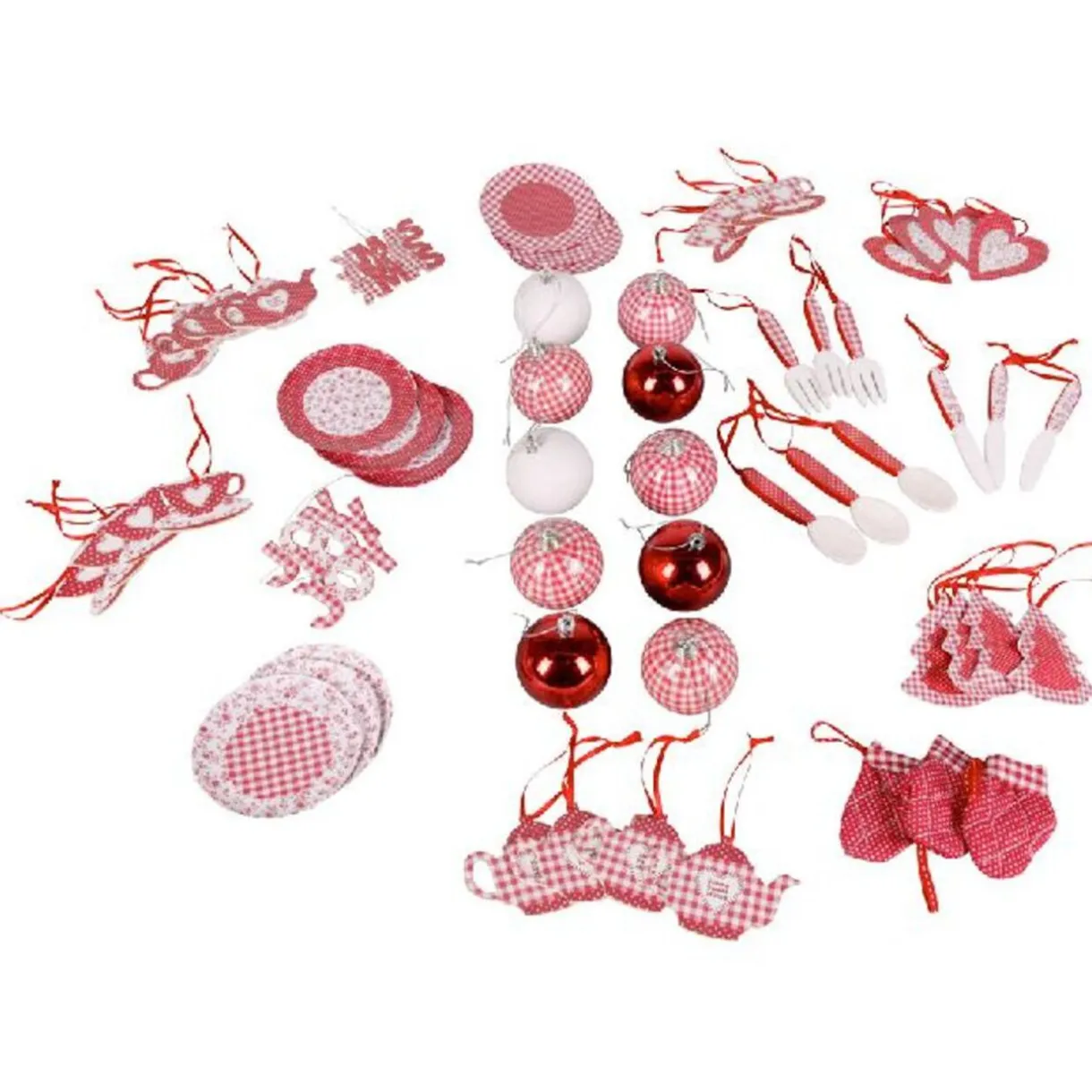 Gifi Boule de Noël rouge blanche et suspension x60^ Décoration Sapin