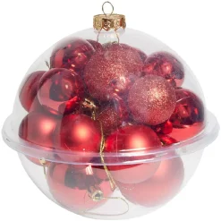 Gifi Boule de Noël rouge brillant pailleté mat x20^ Décoration Sapin