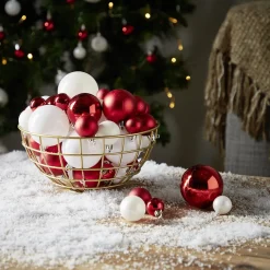 Discount Gifi Boule de Noël rouge et blanche x50