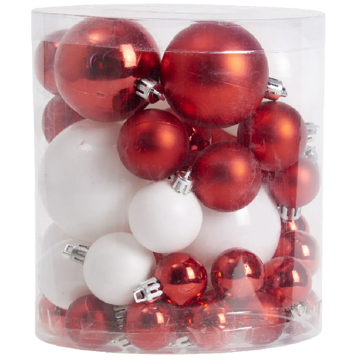 Discount Gifi Boule de Noël rouge et blanche x50