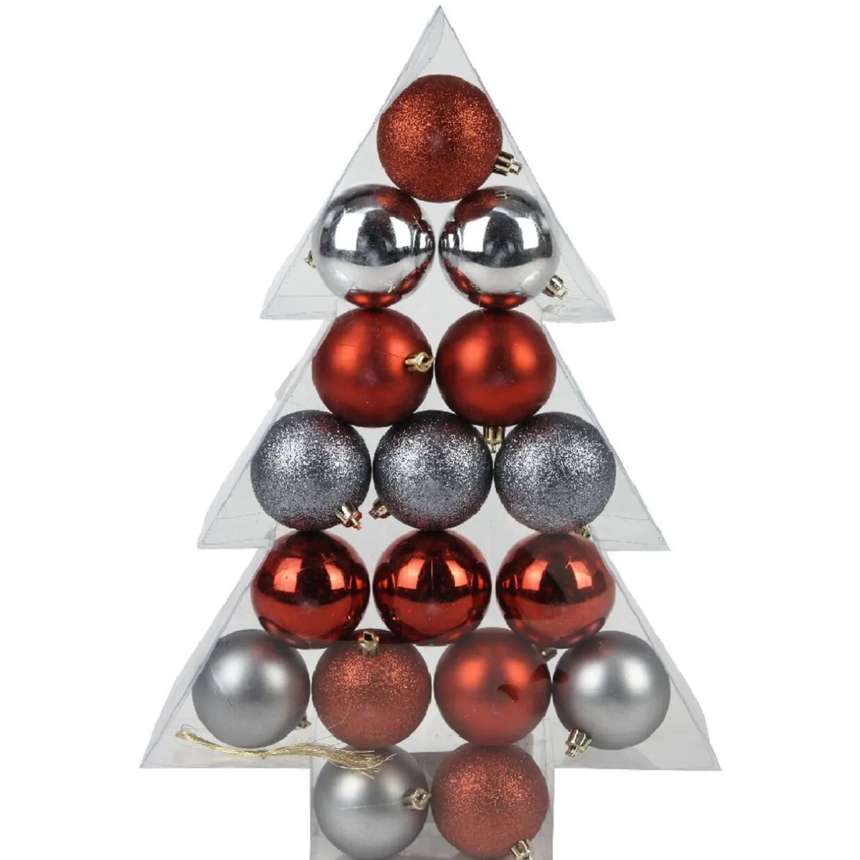 Hot Gifi Boule de Noël rouge gris brillant mat x17
