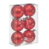 Gifi Boule de Noël rouge pailletée x6^ Décoration Sapin