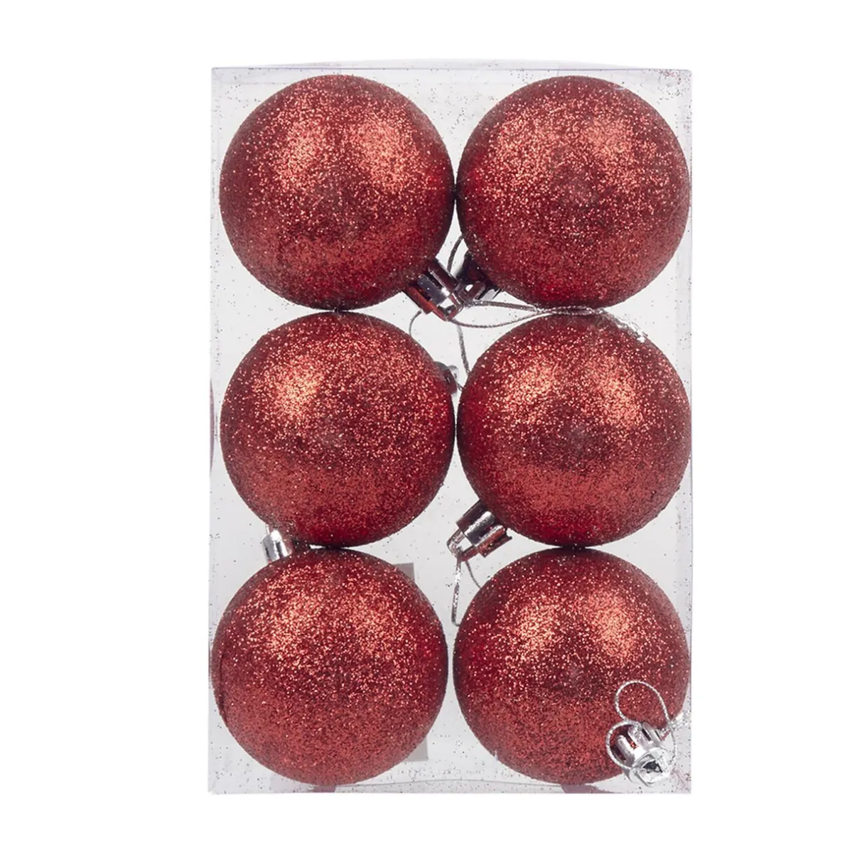 Gifi Boule de Noël rouge pailletée x6^ Décoration Sapin