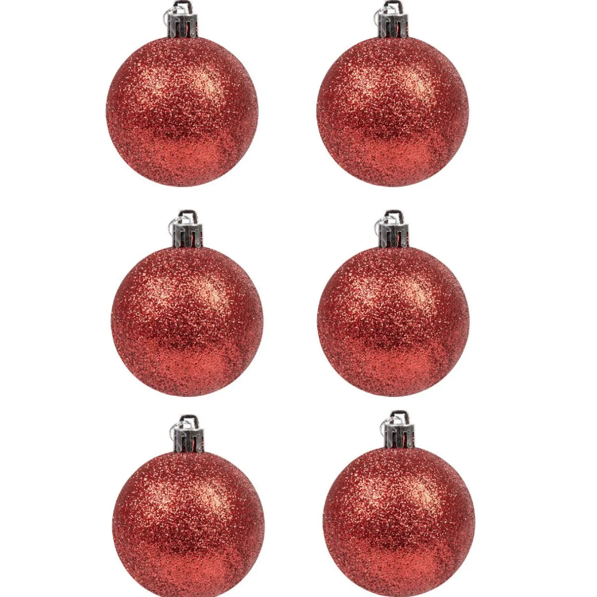 Gifi Boule de Noël rouge pailletée x6^ Décoration Sapin