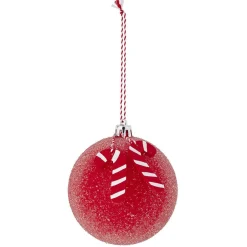 Gifi Boule de Noël rouge pampille sucre d'orge en bois Ø8cm^ Décoration Sapin