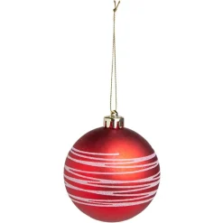 Online Gifi Boule de Noël rouge spirale blanc pailleté Ø8cm