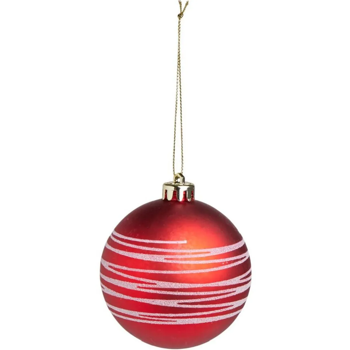 Online Gifi Boule de Noël rouge spirale blanc pailleté Ø8cm