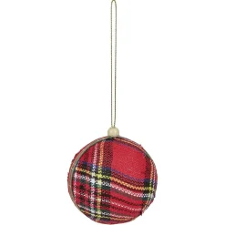 Gifi Boule de Noël tissu tartan rouge et vert Ø8cm^ Décoration Sapin
